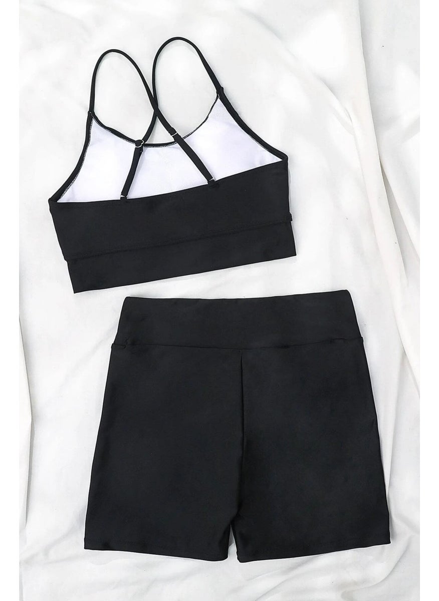 Angelsin Cross Back Tankini Bikini Set with Swim Shorts  - Image 3