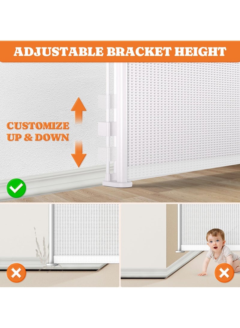 Retractable  Extendable Baby Safety Gate, Adjustable Mesh Child Gate for Stairs, Doorways, Hallways, Large Openings, Indoor  Outdoor Safety Barrier for Kids, Toddlers  Pets, 0-140x86cm White - Image 5