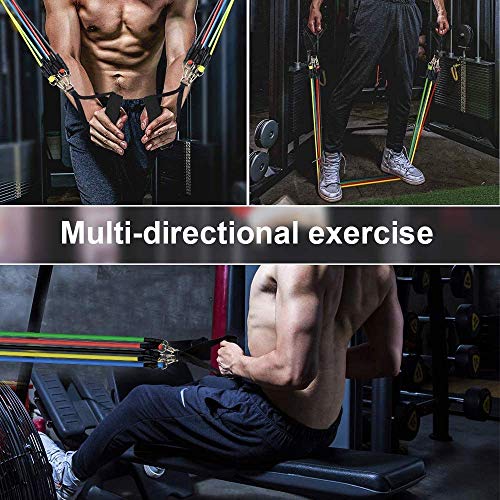 VDHJA Synthetic Rubber Resistance Band Exercise, Stretching and Workout Toning Tube Kit with Handles, Door Anchor, Ankle Strap, Set of 11 - Image 4
