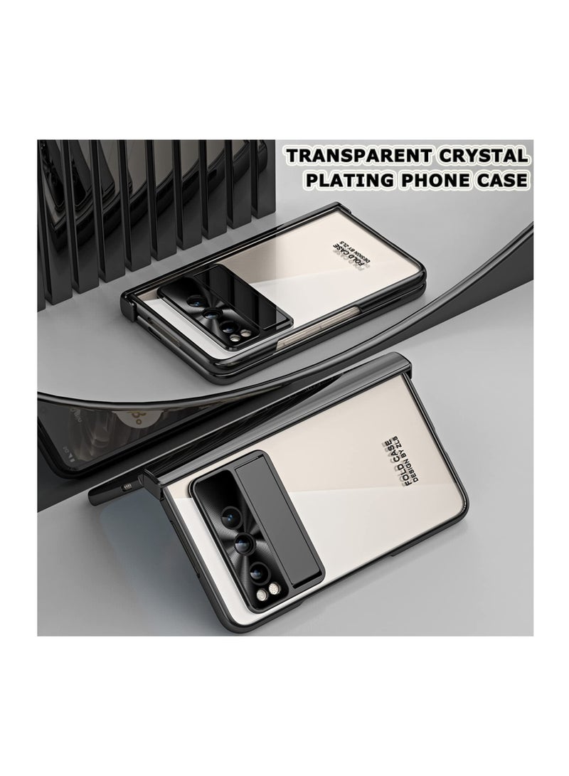 Excefore Compatible Transparent Case for Google Pixel Fold Case Clear with Screen Protector & Hinge Protection,Ultra Thin Plating PC Protective Case for Pixel Fold Case Stand,Pixel Fold Phone Cover(Black) - Image 4