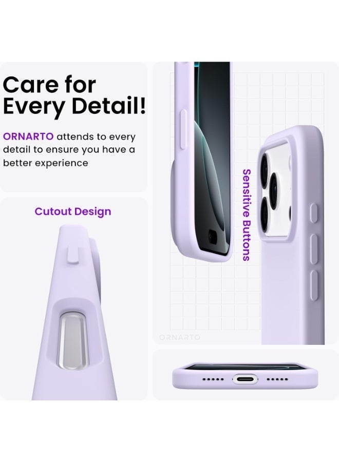 أكاليكس جراب سيليكون متوافق مع iPhone 17 Pro Max، جراب هاتف سيليكون سائل رفيع مع مصد مطاطي ناعم مقاوم للصدمات مكون من 3 طبقات مع بطانة من مادة TPU (أرجواني فاتح) - Image 3