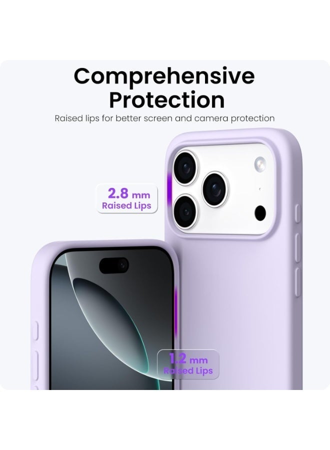 أكاليكس جراب سيليكون متوافق مع iPhone 17 Pro Max، جراب هاتف سيليكون سائل رفيع مع مصد مطاطي ناعم مقاوم للصدمات مكون من 3 طبقات مع بطانة من مادة TPU (أرجواني فاتح) - Image 4