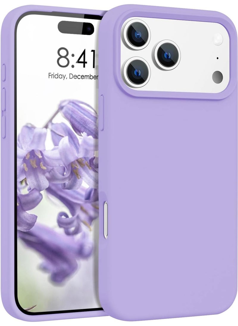 أكاليكس جراب سيليكون متوافق مع iPhone 17 Pro Max، جراب هاتف سيليكون سائل رفيع مع مصد مطاطي ناعم مقاوم للصدمات مكون من 3 طبقات مع بطانة من مادة TPU (أرجواني فاتح) - Image 1