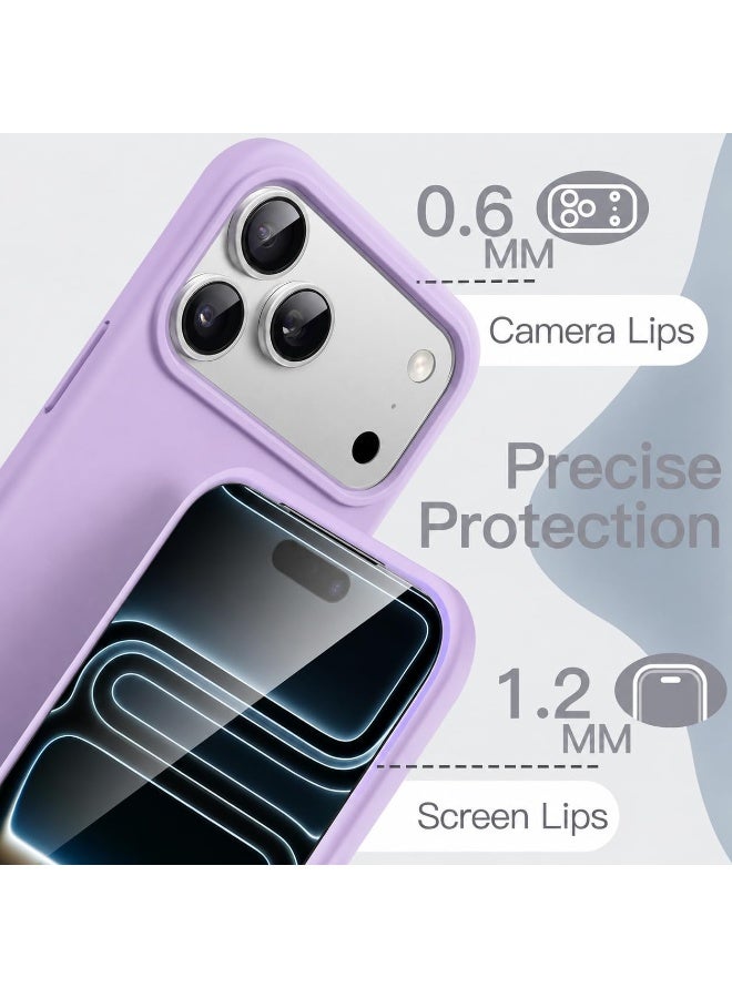 أكاليكس جراب سيليكون متوافق مع iPhone 17 Pro Max، جراب هاتف سيليكون سائل رفيع مع مصد مطاطي ناعم مقاوم للصدمات مكون من 3 طبقات مع بطانة من مادة TPU (أرجواني فاتح) - Image 4