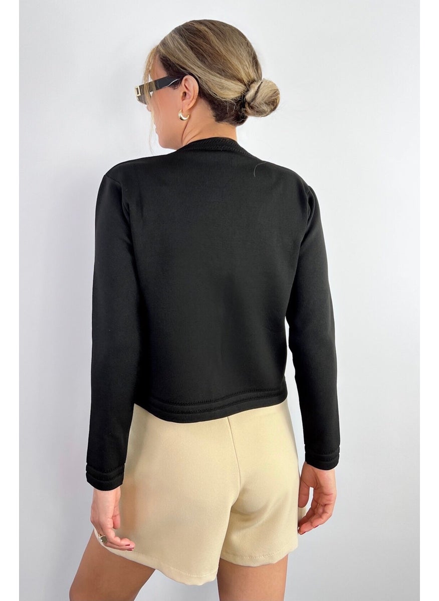 Ritnice - Women's Lia Black Gold Buttoned Knitwear Cardigan - Image 1