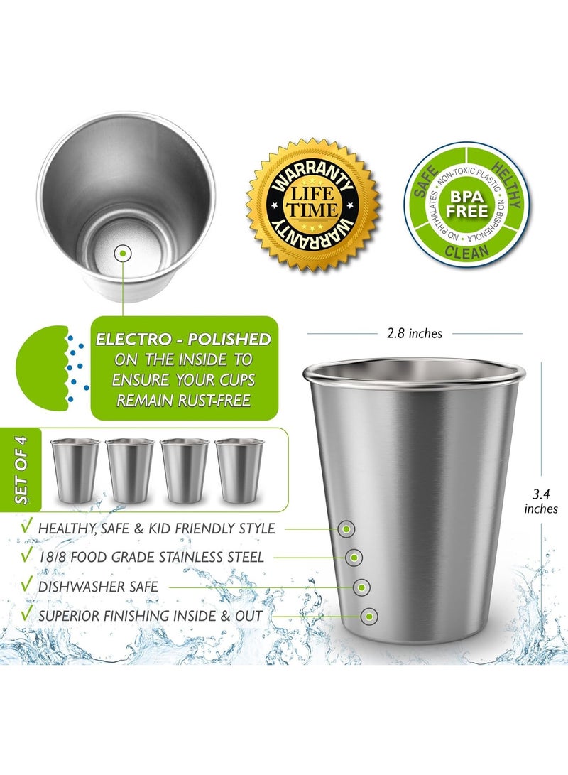 CHILLOUT LIFE Stainless Steel Kids Cups 8 oz - Stainless Steel Small Children Cups for Home & Outdoor Activities, BPA Free Unbreakable Premium Stackable Metal Drinking Glasses (4-Pack) - Image 3