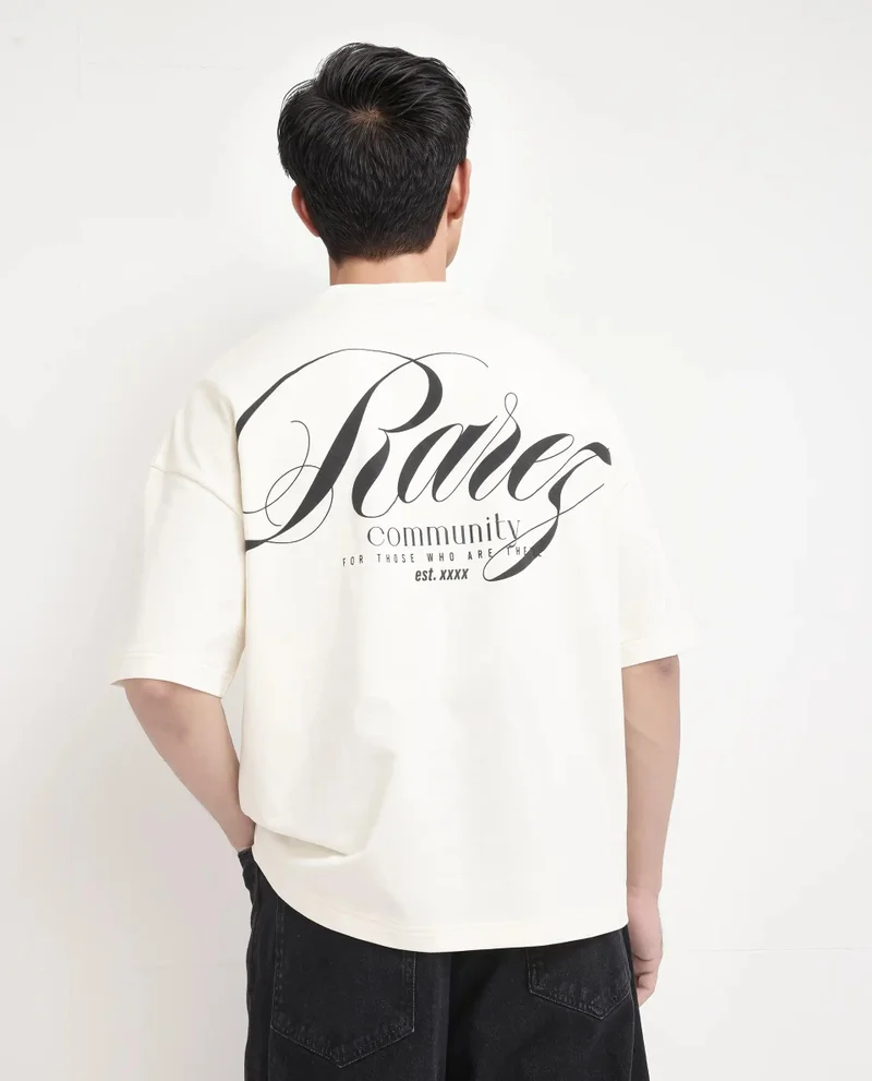 Rare Rabbit Men's Oversized Back Graphic Print T-Shirt