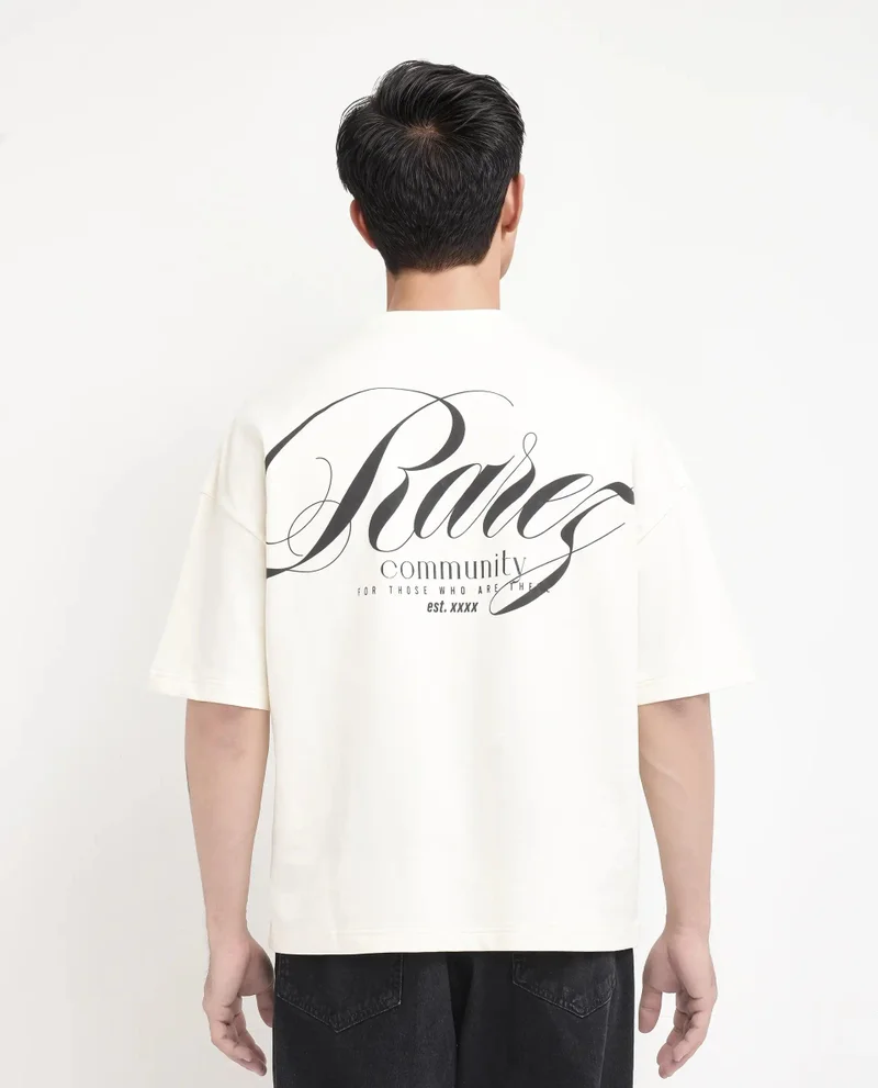 Rare Rabbit Men's Oversized Back Graphic Print T-Shirt