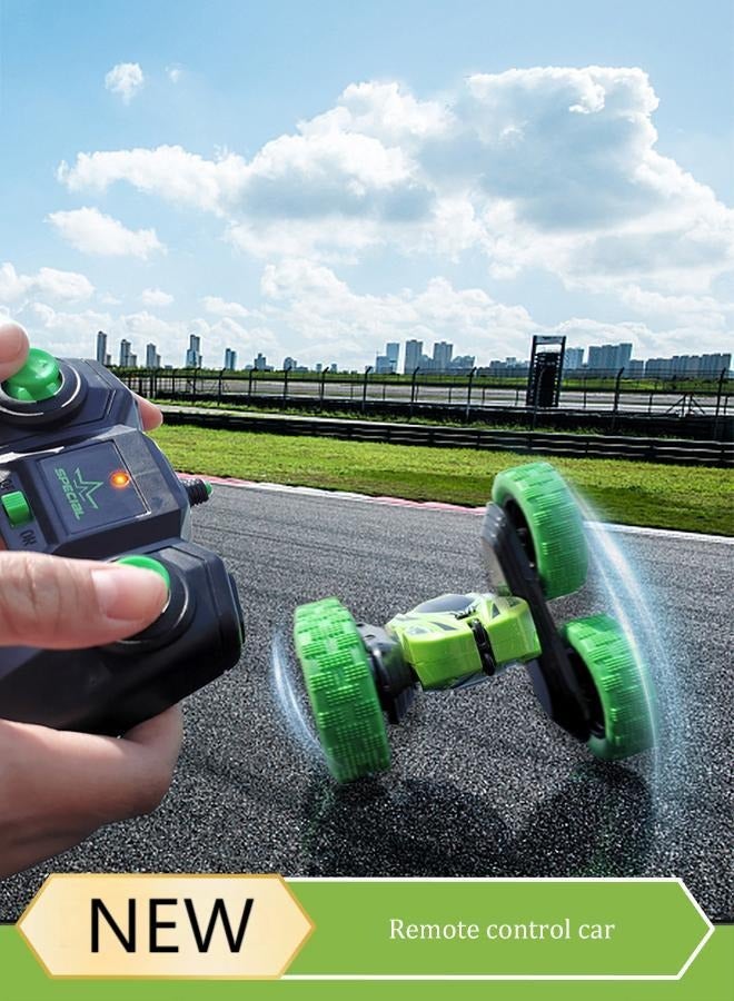 Remote Control Car for Kids 3-12 Years Old, Birthday Gift Toy for Boys Age 4 5 6 7 8, RC Car Stunt with Light 4WD Double Side Racing Vehicle 360° Flips for Girls Offroad Indoor Outdoor Sand Grass Garden Green - Image 1