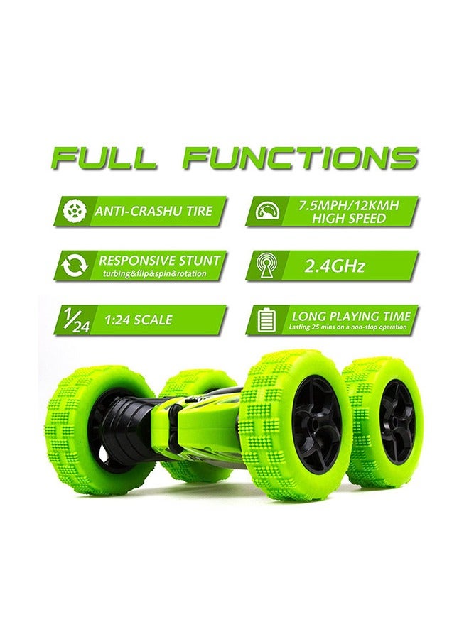 Remote Control Car for Kids 3-12 Years Old, Birthday Gift Toy for Boys Age 4 5 6 7 8, RC Car Stunt with Light 4WD Double Side Racing Vehicle 360° Flips for Girls Offroad Indoor Outdoor Sand Grass Garden Green - Image 4