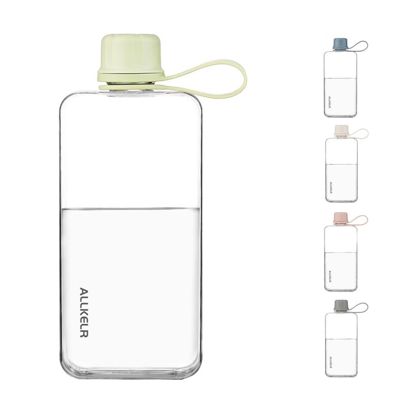 ALLKELR Portable Flat Water Bottle,BPA Free Reusable Tritan Plastic Travel Water Bottle Cup,Lightweight Leakproof Slim Water Bottles Fits Purse,Backpacking,Hiking (Green, 13.5 oz) - Image 3