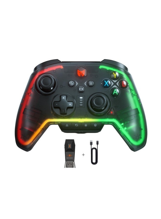 بيج بيج وين وحدة تحكم لاسلكية، وحدات تحكم Rainbow 2 Pro للكمبيوتر الشخصي مع خاصية التصويب الحركي، ومشغلات Hall، وعصا تحكم ALPS، وزر مخصص، ووحدة تحكم ألعاب صوتية 3.5 مم لأجهزة الكمبيوتر التي تعمل بنظام Windows/Android/iOS/Switch - Image 1