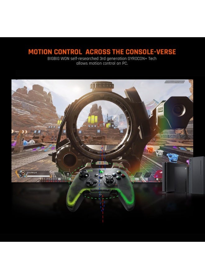 بيج بيج وين وحدة تحكم لاسلكية، وحدات تحكم Rainbow 2 Pro للكمبيوتر الشخصي مع خاصية التصويب الحركي، ومشغلات Hall، وعصا تحكم ALPS، وزر مخصص، ووحدة تحكم ألعاب صوتية 3.5 مم لأجهزة الكمبيوتر التي تعمل بنظام Windows/Android/iOS/Switch - Image 3