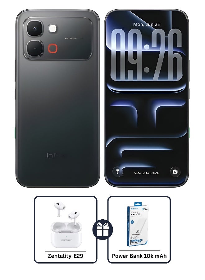 Infinix Note Edge Dual SIM Shadow Black 8GB RAM 256GB 5G + Zentality E29 Earbuds + Zentality Powerbank 10k mAh - Middle East Version