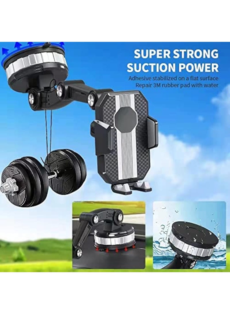 عربست حامل حامل الهاتف الخلوي في السيارة، حامل حامل الهاتف الخلوي العالمي القوي بكوب شفط قوي، حامل هاتف ذكي للسيارة بزر واحد للخدمة الشاقة للهاتف الذكي آيفون منبثقة للوحة القيادة/النافذة/الزجاج الأمامي/فتحة تهوية لوحة القيادة (أسود) - Image 2