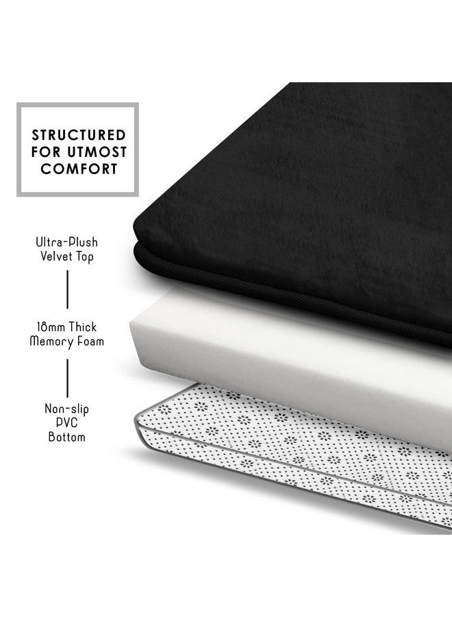Clara Clark Clara Clark 3 Piece Bathroom Rugs Bath Mat Set, Velvet Memory Foam Bath Mats for Bathroom - Non-Slip, PVC Backing Bath Rugs, Washable - Dries Quickly, Black  - Image 5