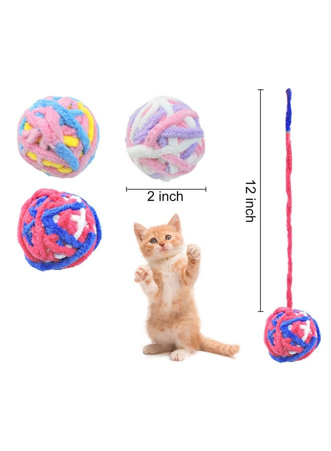 Andiker 3 Packs Cat Toys Balls with Bell and String, Kitten Toys Colorful Yarn Balls for Indoor Cats Interactive Playing(3 Pieces) - Image 4