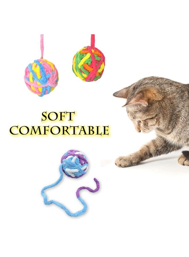 Andiker 3 Packs Cat Toys Balls with Bell and String, Kitten Toys Colorful Yarn Balls for Indoor Cats Interactive Playing(3 Pieces) - Image 2