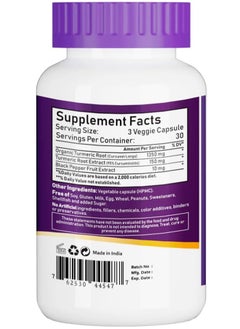 NBL Natural Turmeric Curcumin 1500mg Highest Potency Available, Premium Joint & Healthy Inflammatory Support with 95% Standardized Curcuminoids, with Black Pepper, 90 Veggie Capsules  - Image 2