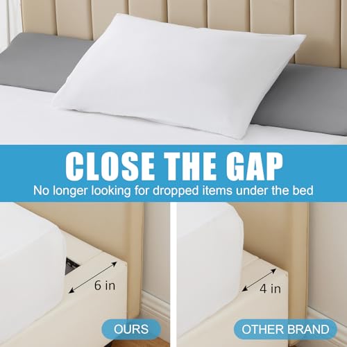 MEGCXIT King Bed Wedge Pillow for Headboard, 76"x10"x6", Bed Gap Filler, Headboard Pillow, Anti-Slip Gap Pillow with Side Pockets, Removable Cover, Grey - Image 5