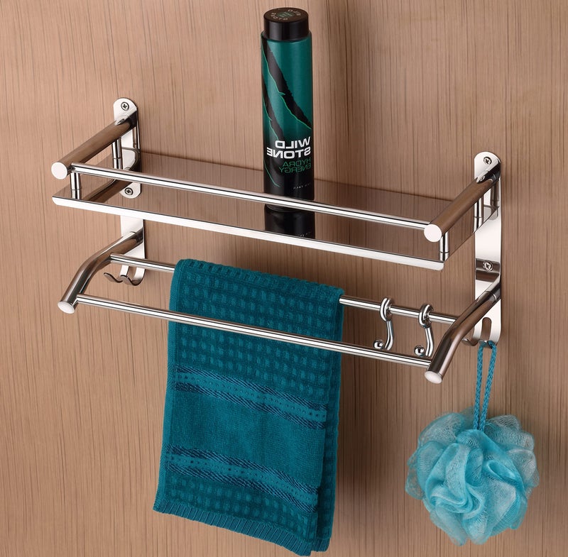 iSTAR Multi use Rack Stainless Steel Bathroom Shelf/Kitchen Shelf with Wall Storage Organizer (Pack of 1, Silver) - Image 1