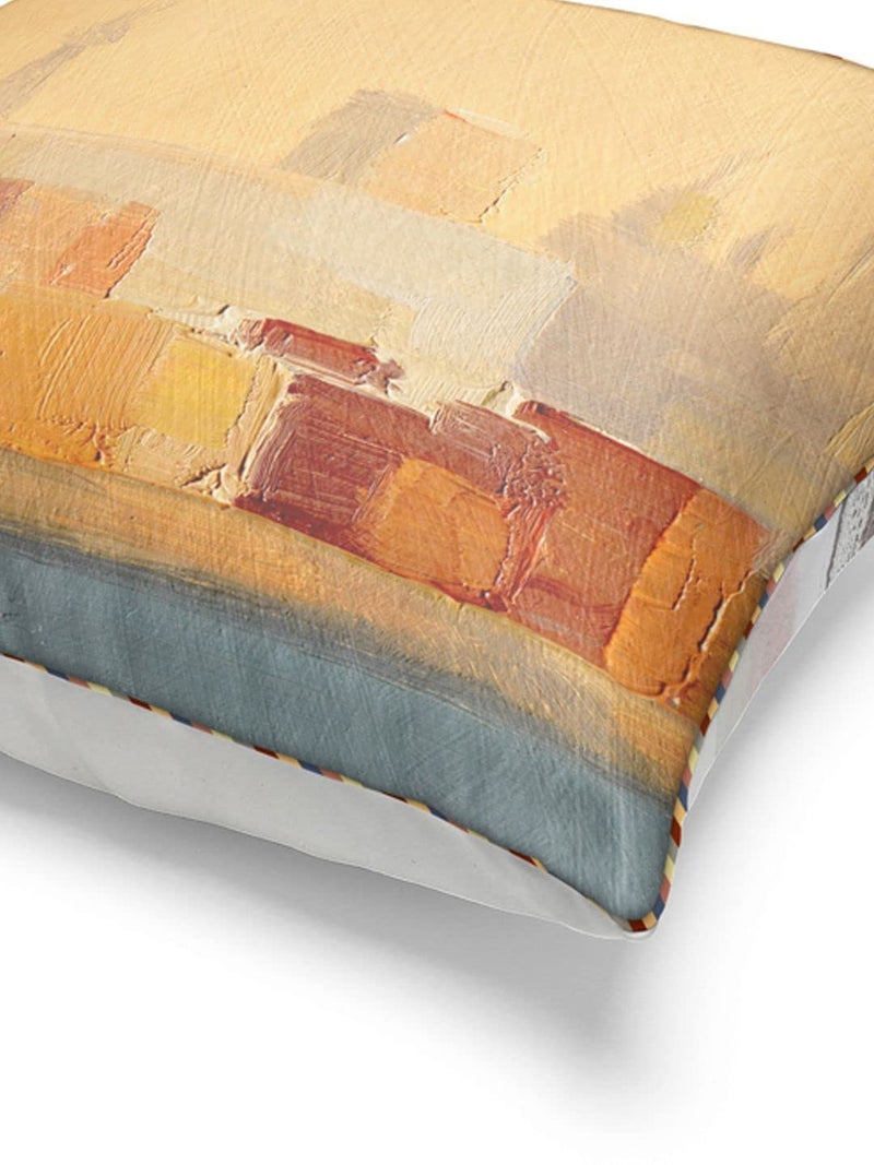 BIANCA Designer Reversible Printed Silk Linen Cushion Covers -2pc 16 X16 set (suzane) | Silk-Linen Luxury Cushion Cover | With contrast Front & Back Digital print - Hidden Zipper abstract-earthy/beige - Image 4