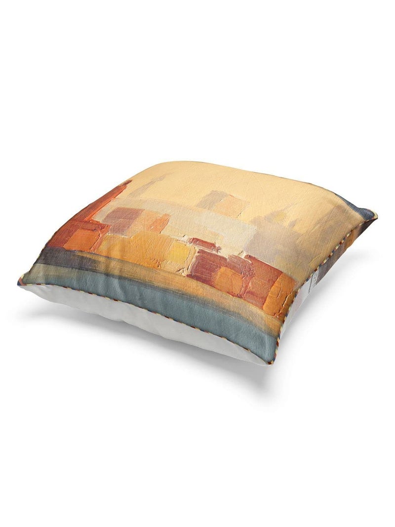 BIANCA Designer Reversible Printed Silk Linen Cushion Covers -2pc 16 X16 set (suzane) | Silk-Linen Luxury Cushion Cover | With contrast Front & Back Digital print - Hidden Zipper abstract-earthy/beige - Image 3