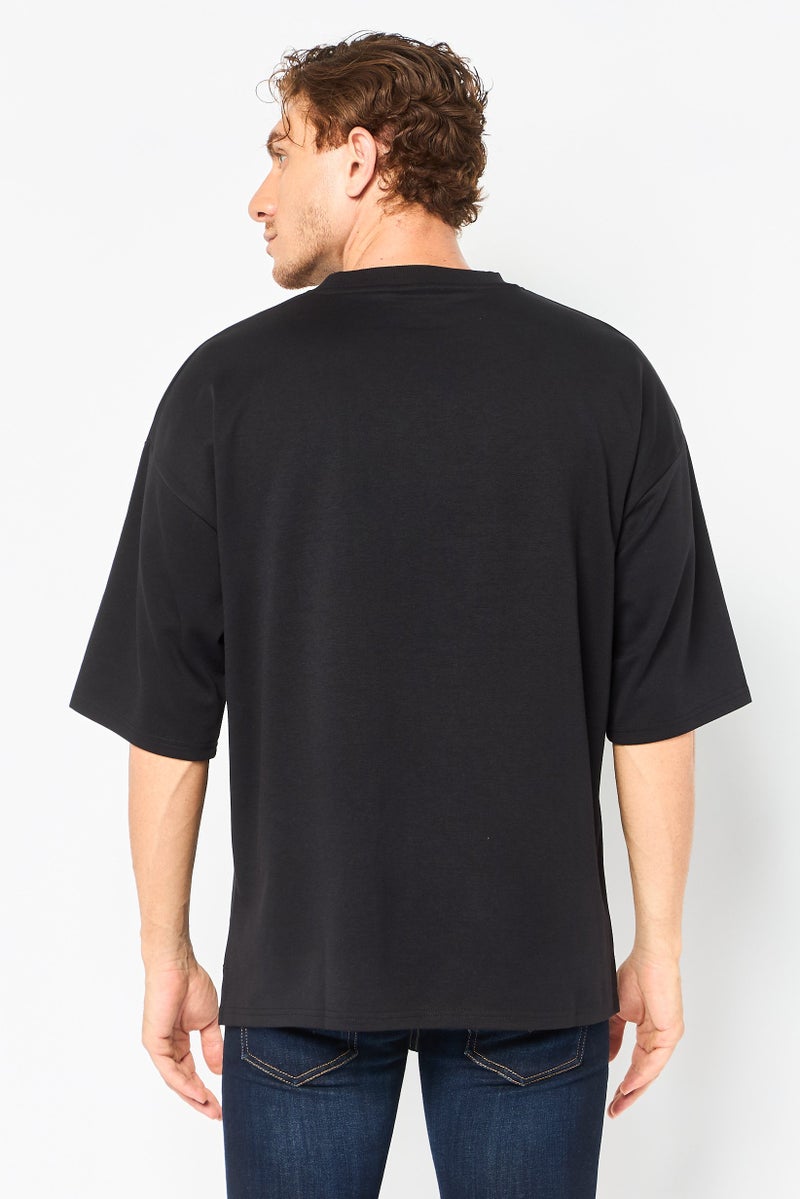 Core Elements Men Crew Neck Plain Short Sleeve T-Shirt, Black - Image 3