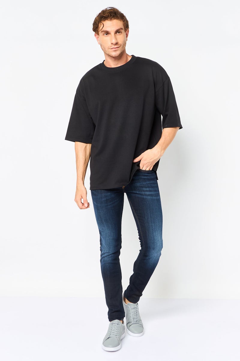 Core Elements Men Crew Neck Plain Short Sleeve T-Shirt, Black - Image 2