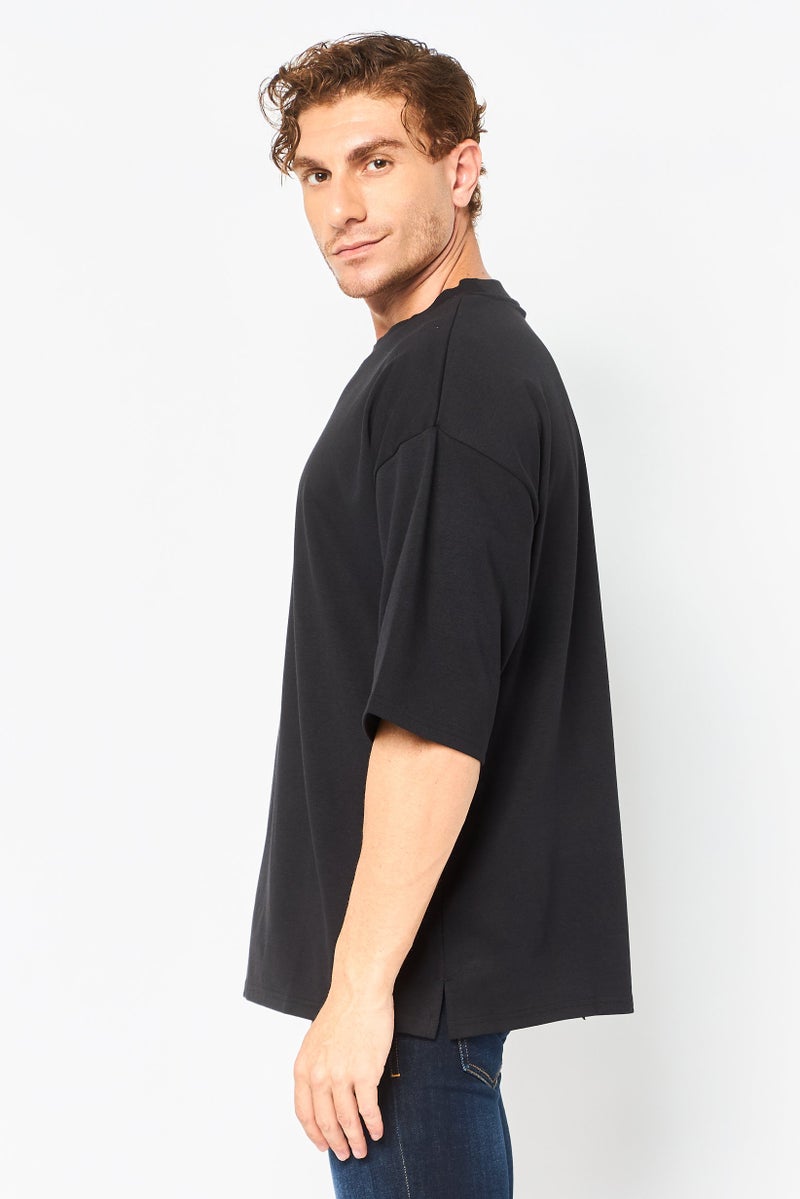 Core Elements Men Crew Neck Plain Short Sleeve T-Shirt, Black - Image 4