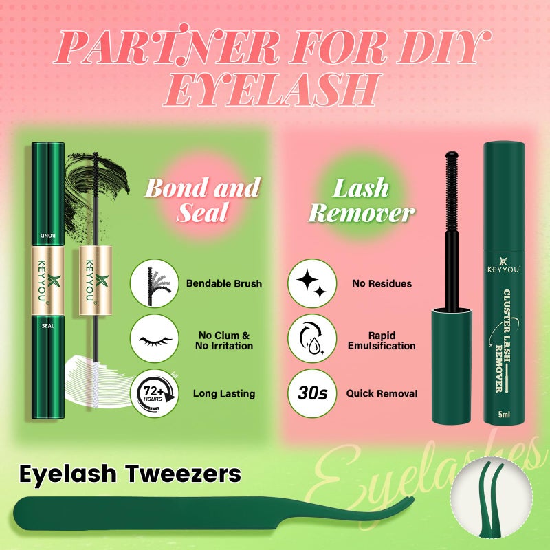 KEYYOU Venus Lash Clusters Kit Fairy Lash Extension Kit C Curl 120Pcs Eyelash Extension Wispy Natural Invisible Band with Waterproof DIY at Home(Venus-C-8-16MIX) - Image 5