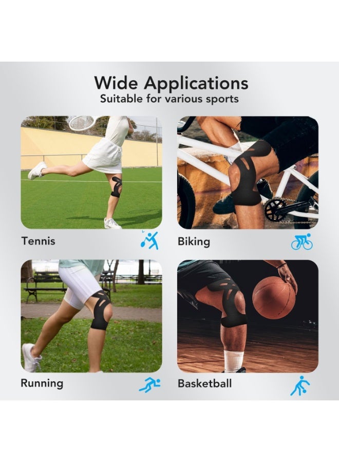 Bukela Kinesiology Tape for Knees 12 Pcs, PreCut Athletic Knee Tape for Knee Pain Relief- Brace & Elastic Supports- Waterproof & Breathable Hypoallergenic Latex-Free Tape Black - Image 3