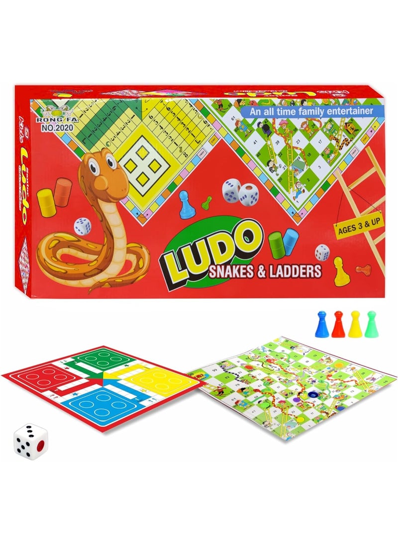 RONG FA Ludo & Snakes and Ladders Board Game Set for Ages 3+, Family Fun for Kids & Adults - Image 1