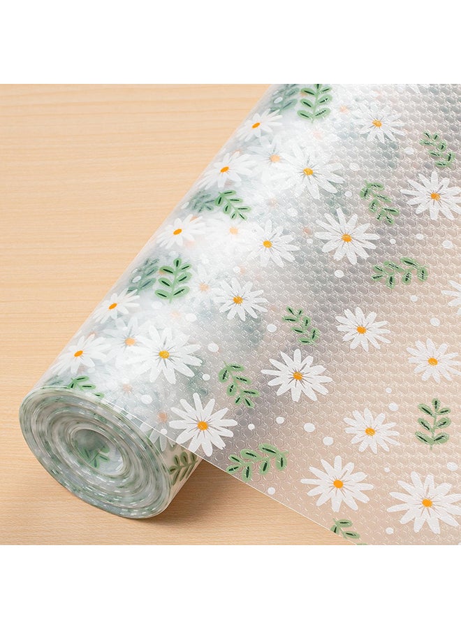 O Ozone Shelf Liner for Kitchen (2 Rolls (45cm x 150cm) Non-Adhesive Drawer Mats, Non-Slip Food Grade EVA Drawer Liner, Refrigerator, Cupboard, and Desk -Daisy Pattern  - Image 1