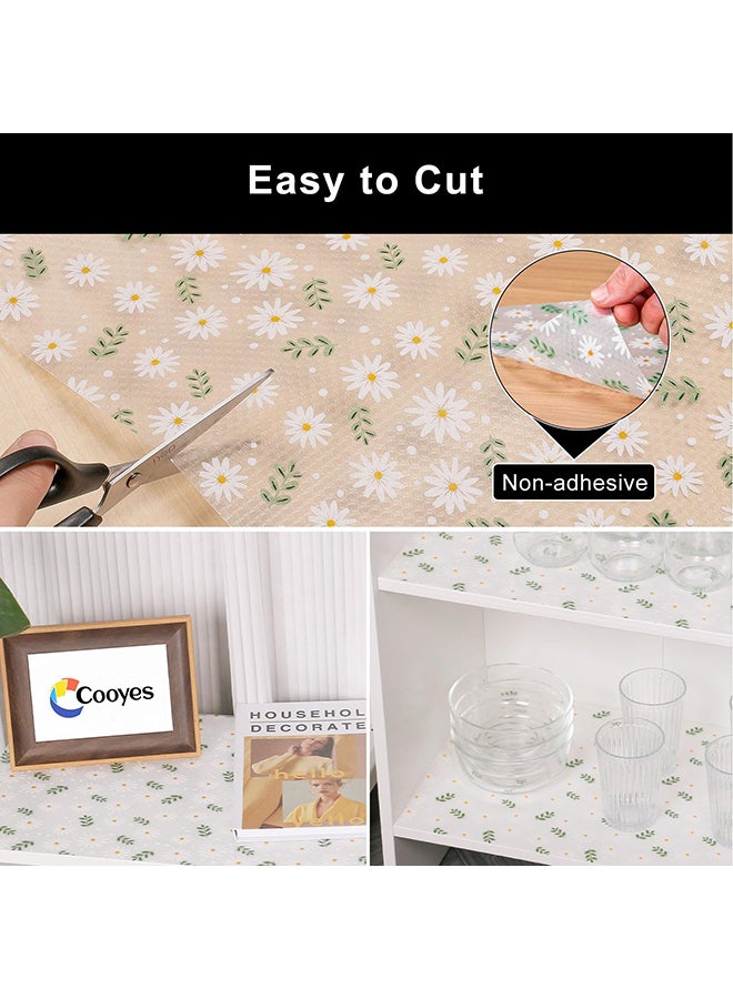 O Ozone Shelf Liner for Kitchen (2 Rolls (45cm x 150cm) Non-Adhesive Drawer Mats, Non-Slip Food Grade EVA Drawer Liner, Refrigerator, Cupboard, and Desk -Daisy Pattern  - Image 5