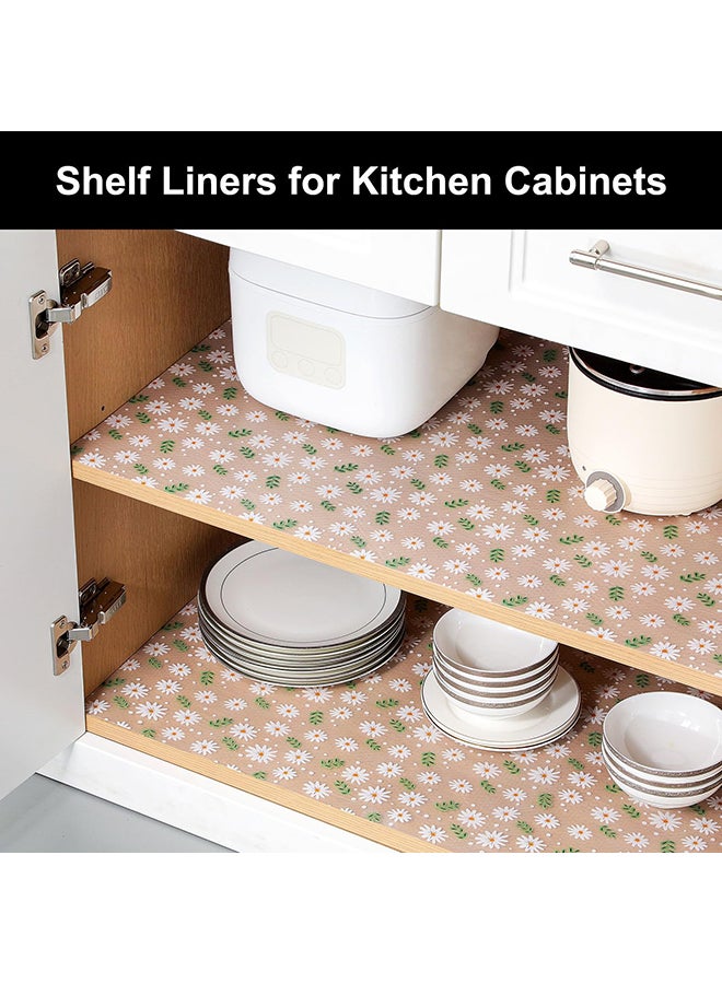 O Ozone Shelf Liner for Kitchen (2 Rolls (45cm x 150cm) Non-Adhesive Drawer Mats, Non-Slip Food Grade EVA Drawer Liner, Refrigerator, Cupboard, and Desk -Daisy Pattern  - Image 2