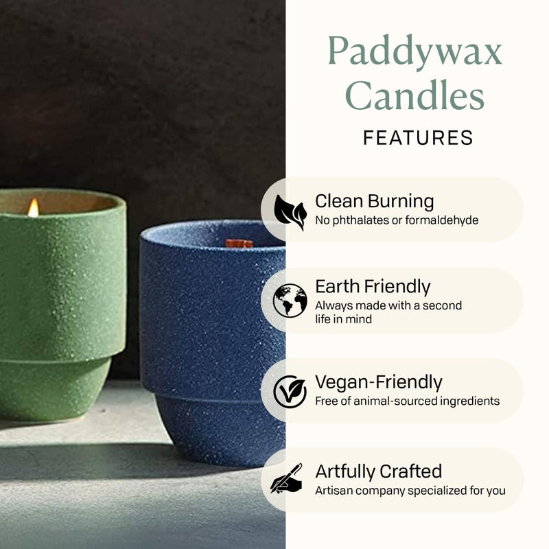 Paddywax Parks, Acadia Scented Candle in Reusable Ceramic Jar with Crackling Wood Wick, Soy Candle with Approx. 77 Hour Burn Time, Decorative Gift Candles for Home, Seagrass & Driftwood Scent, 11 oz - Image 4
