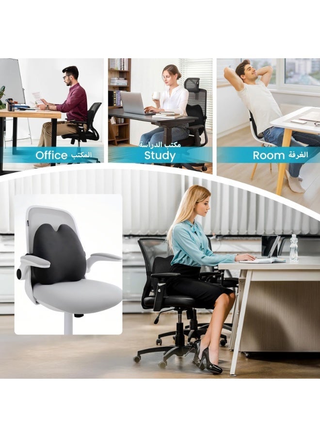 وسادة دعم الظهر السفلي من فوم الذاكرة مع أشرطة قابلة للتعديل – وسادة ظهر أسود غير ينزلق لكرسي المكتب، السيارة، كرسي الألعاب – تخفف من آلام الظهر والقطعة الرحمية – دعم إرجونيومي لراحة طوال اليوم - Image 5