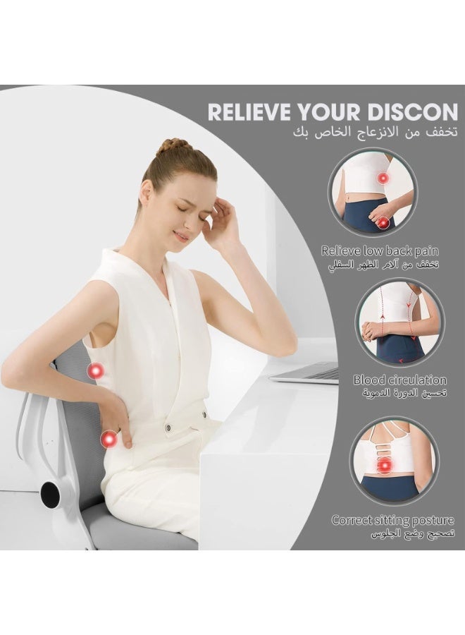 وسادة دعم الظهر السفلي من فوم الذاكرة مع أشرطة قابلة للتعديل – وسادة ظهر أسود غير ينزلق لكرسي المكتب، السيارة، كرسي الألعاب – تخفف من آلام الظهر والقطعة الرحمية – دعم إرجونيومي لراحة طوال اليوم - Image 3