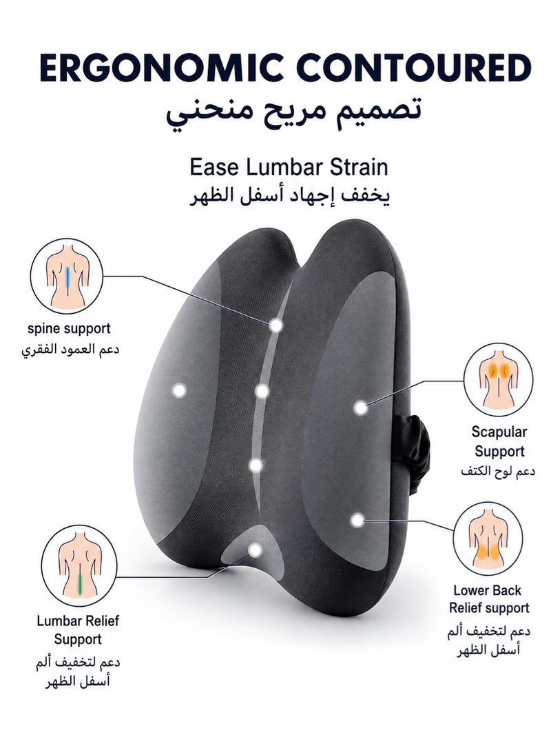 اكسيسن وسادة دعم أسفل الظهر مخصصة لكراسي المكاتب ومقاعد السيارات وكراسي الكمبيوتر وكراسي الألعاب؛ وسادة ظهر من الإسفنج المرن لتخفيف آلام الظهر وتحسين وضعية الجسم؛ أحزمة قابلة للتعديل - Image 2
