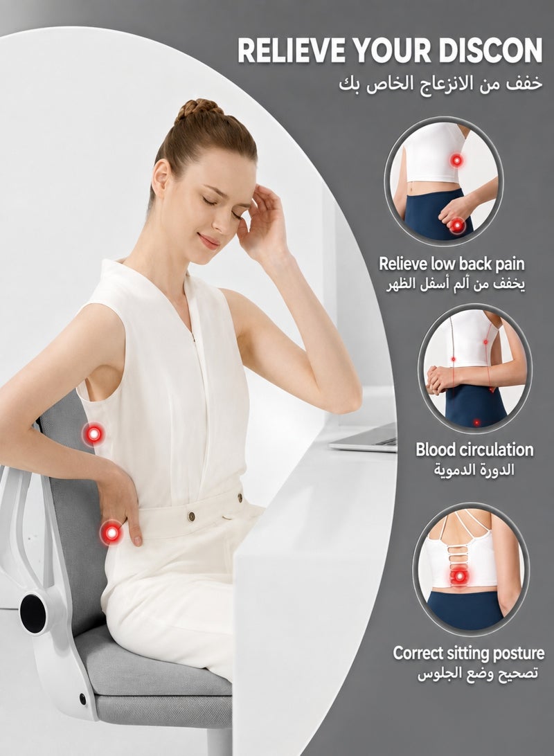 اكسيسن وسادة دعم أسفل الظهر مخصصة لكراسي المكاتب ومقاعد السيارات وكراسي الكمبيوتر وكراسي الألعاب؛ وسادة ظهر من الإسفنج المرن لتخفيف آلام الظهر وتحسين وضعية الجسم؛ أحزمة قابلة للتعديل - Image 3