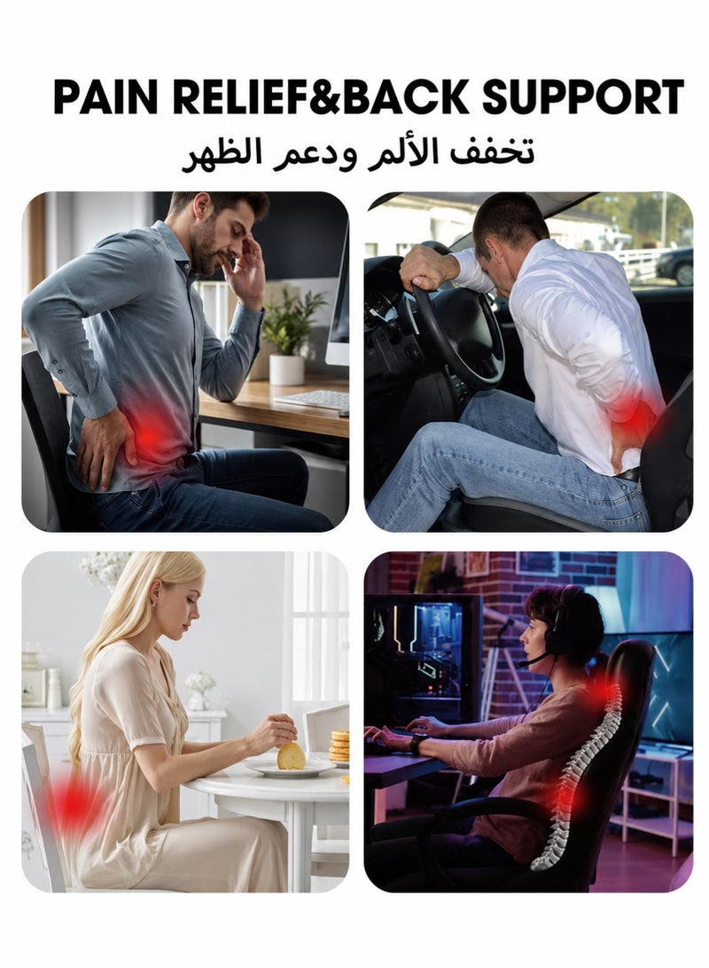 اكسيسن وسادة دعم أسفل الظهر مخصصة لكراسي المكاتب ومقاعد السيارات وكراسي الكمبيوتر وكراسي الألعاب؛ وسادة ظهر من الإسفنج المرن لتخفيف آلام الظهر وتحسين وضعية الجسم؛ أحزمة قابلة للتعديل - Image 4