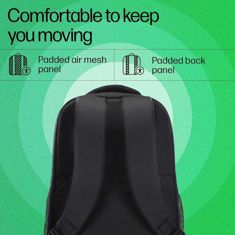 HP 330 15.6-inch Laptop Backpack/Trolley Pass-Through; Padded Back Panel; Padded air mesh Panel/Hand wash and air Dry/1 Year Limited Warranty (793A7AA) - Image 4