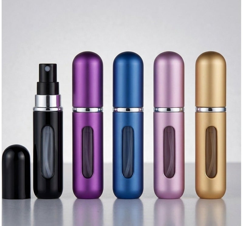 Rymel Empty Perfume Bottles 5pcs 5ml Fashion Small Portable Travel Refillable Perfume Atomizer Spray Bottle Fragrance Empty Bottle With Window Fits In Your Purse Pocket or Luggage - Image 1