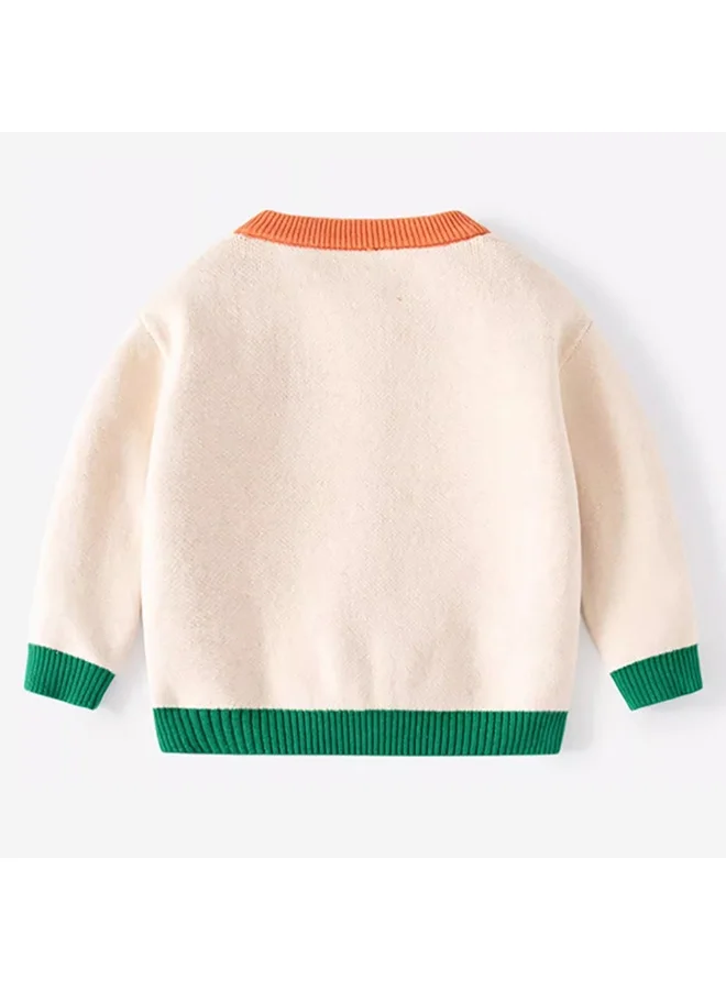 LITTLE SURPRISE BOX Cream & Green In the Wild Theme Cardigan/Warmer/Sweater for Toddlers & Kids