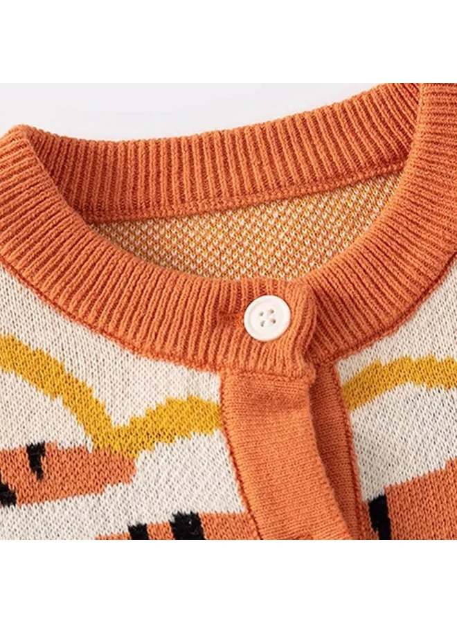 LITTLE SURPRISE BOX Cream & Green In the Wild Theme Cardigan/Warmer/Sweater for Toddlers & Kids