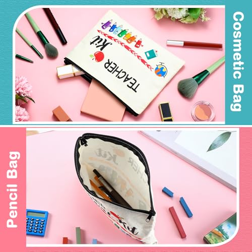 MTLEE 2 Pcs Christmas Teacher Appreciation Gift Women Teacher Kit Present Women Makeup Pouch Cosmetic Bag Thank You Keychain(S Shape) - Image 4