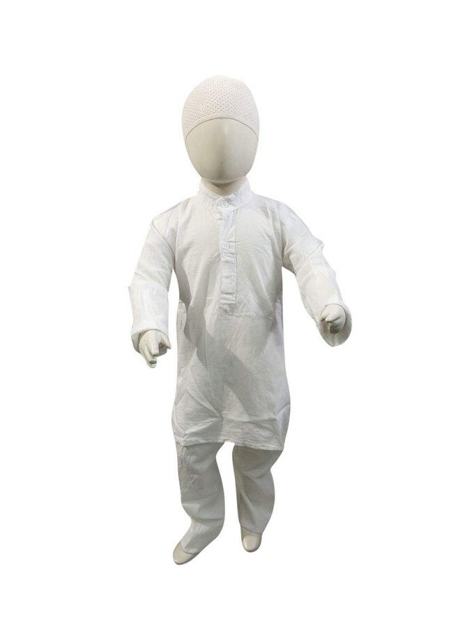 بوك ماي كوستيوم زي تنكري هندي للأولاد والبالغين من BookMyCostume، بيجامة بيضاء وكورتا وقبعة، مناسب للأولاد والبالغين من عمر 3 إلى 4 سنوات - Image 1