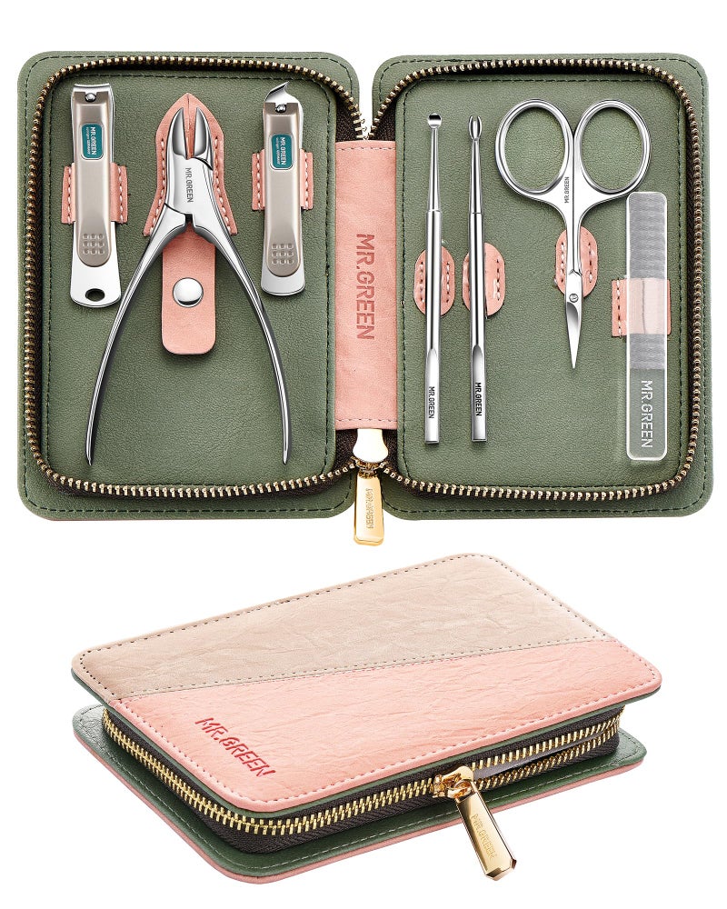 MrGreen 7Pcs Manicure Set Pedicure Sets Nail Clipper setsStainless Steel Professional Nail Cutter with Travel Case 