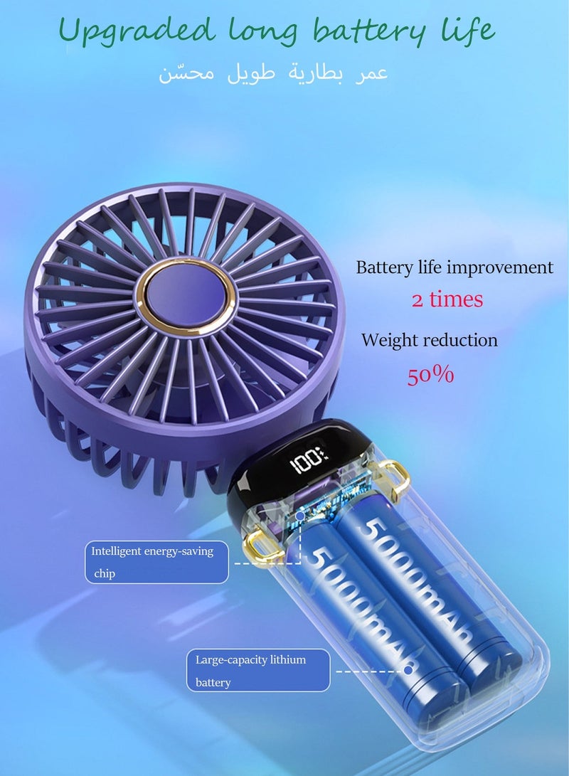 Portable Handheld Fan Quiet Mini Fan USB Rechargeable Personal Fan Battery Powered Desk Fan 5 Speeds for Home Travel Commuter Makeup Office  (Green) - Image 5